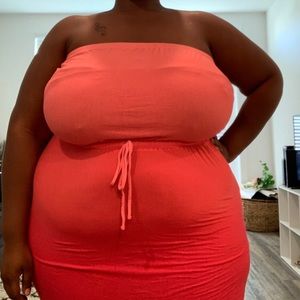 Pink Ombré Tube-Top Maxi Dress